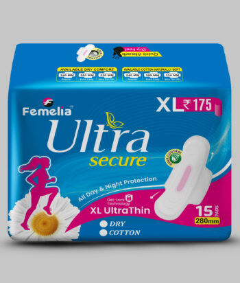 Femelia Ultra Secure Cotton Sanitary Pads XL – 15 Pads (280mm)